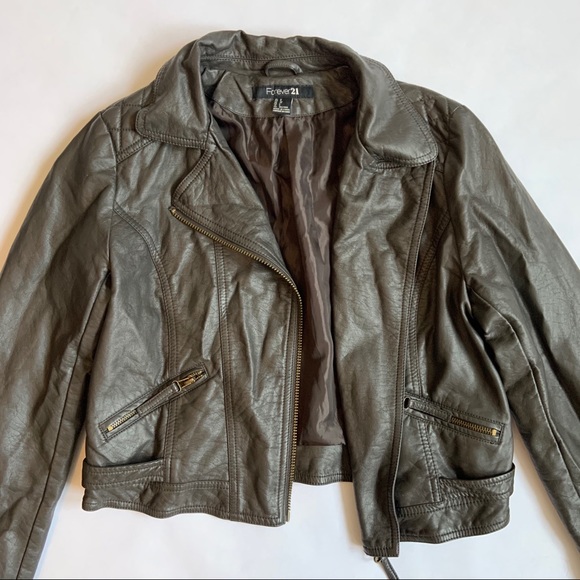 NWOT Charcoal Grey Leather Jacket - Picture 9 of 12